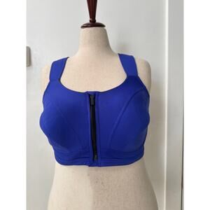 LIVI  For Lane Bryant Blue/Black Max Support Comfort Zip-Front Sports Bra 40DDD